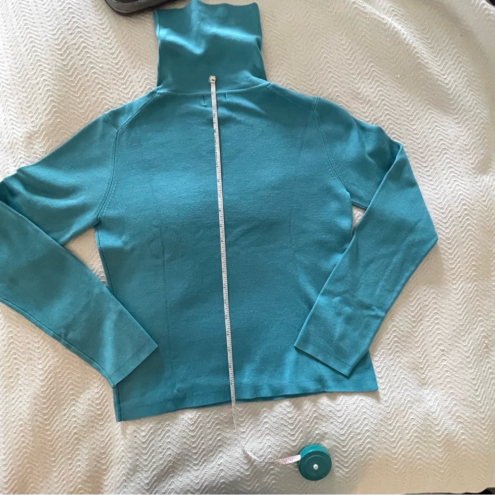 VINTAGE Sigrid Olsen Teal Silk Blend Turtleneck- Luxe Classic Size Small 💎 - Picture 11 of 14